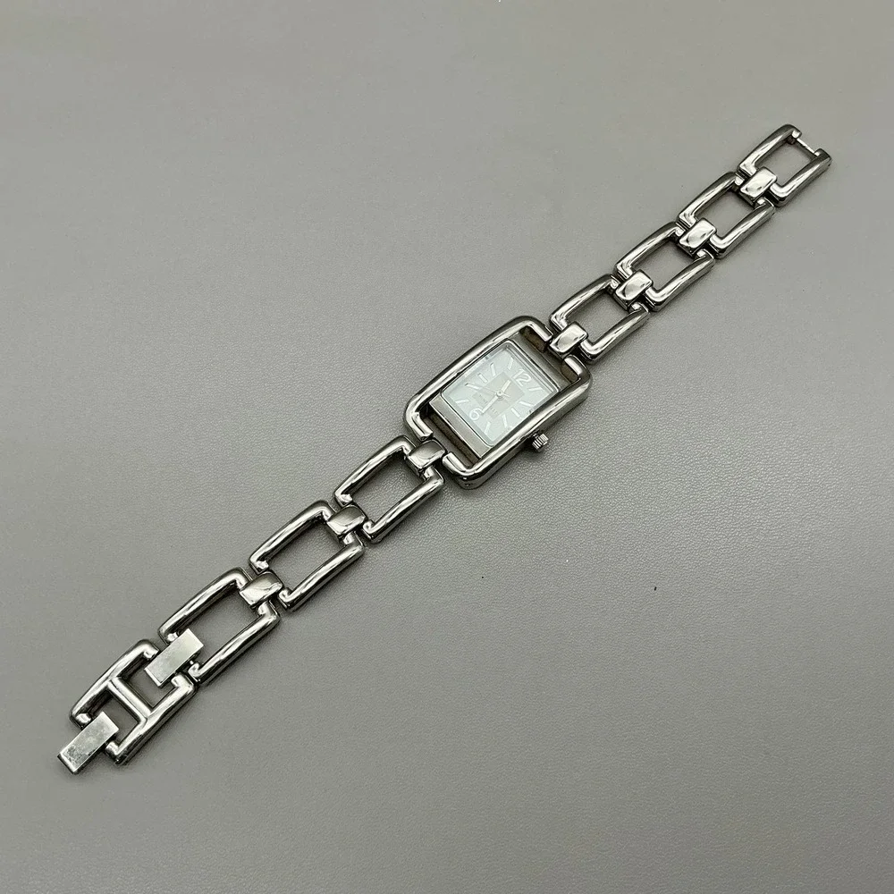 Nine West Womens Watch White Dial Silver Tone Bracelet Rectangular NEW BATTERY